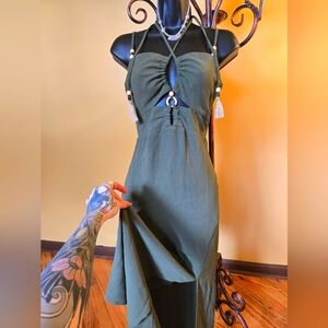 Elegant Green Halter Dress